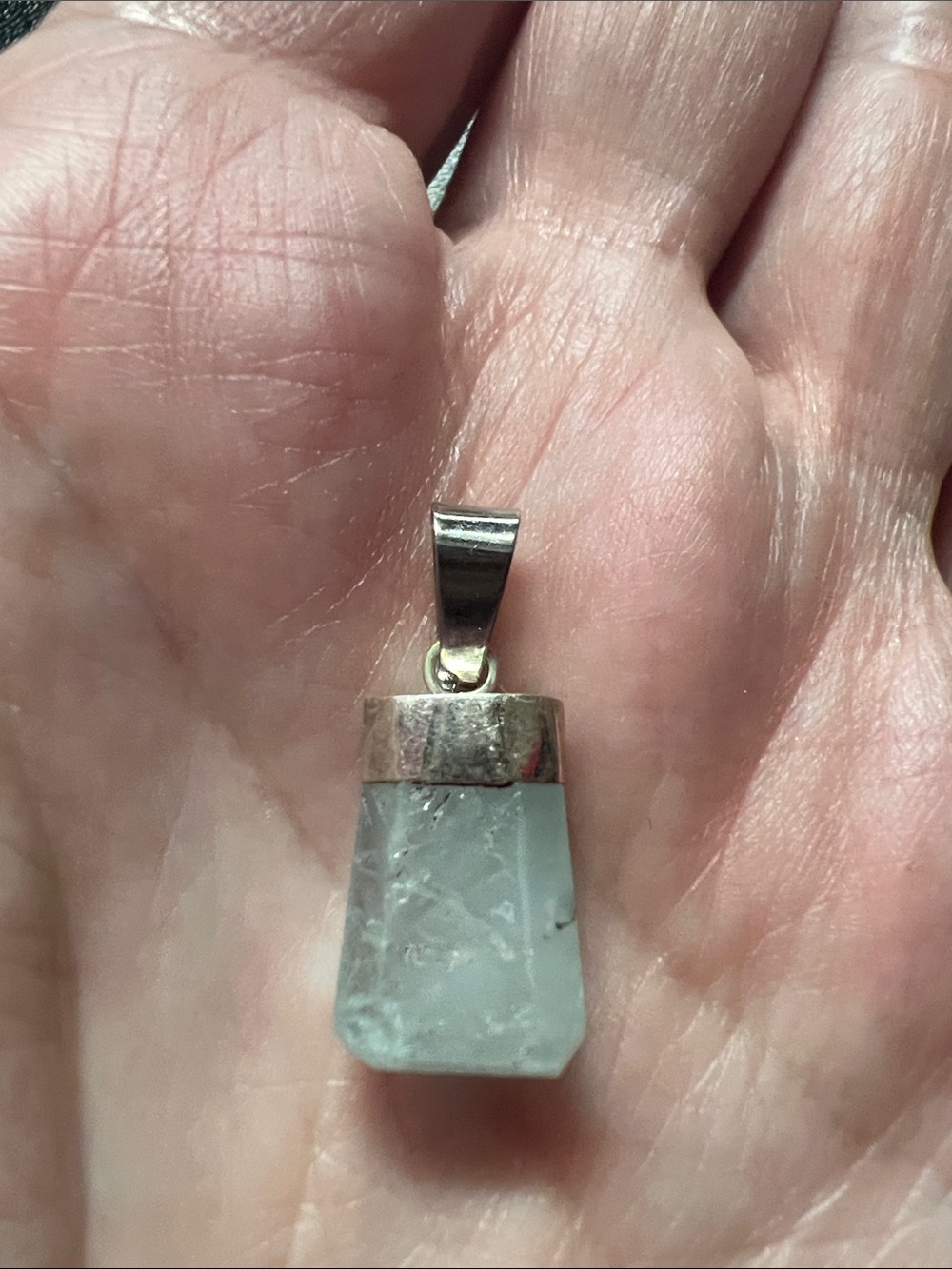 Silver Aquamarine Stone Pendant Necklace - Women Jewelry